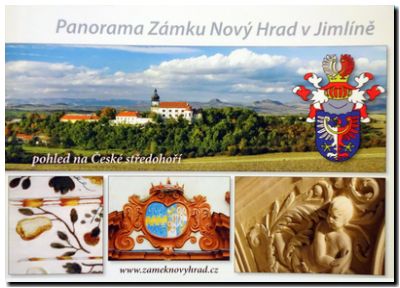 Panorama zámku Nový hrad v Jimlíně. Pohled na České středohoří