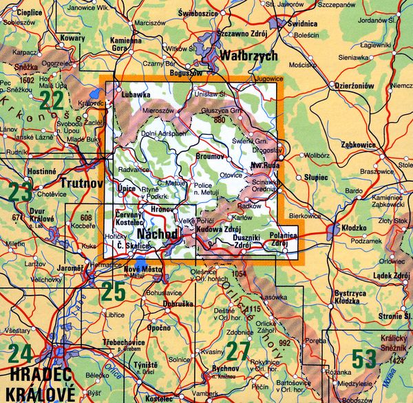 Broumovsko, Góry Kamienne a Stołowe. Turistická mapa 1:50.000