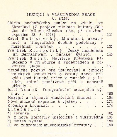 Muzejní a vlastivědná práce. Ročník XIV. / 84 / 1976