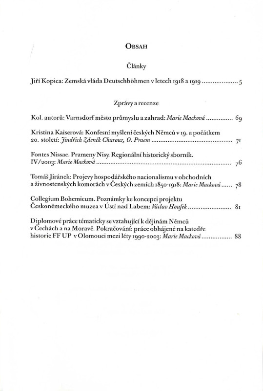 Němci v českých zemích. Zprávy společnosti pro dějiny Němců v Čechách III/2004