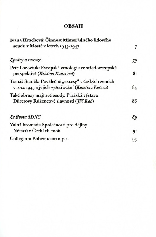 Němci v českých zemích. Zprávy společnosti pro dějiny Němců v Čechách V/2006