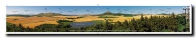 Panorama. Frotzelova rozhledna a turistická chata na Stříbrníku (Červeném vrchu)