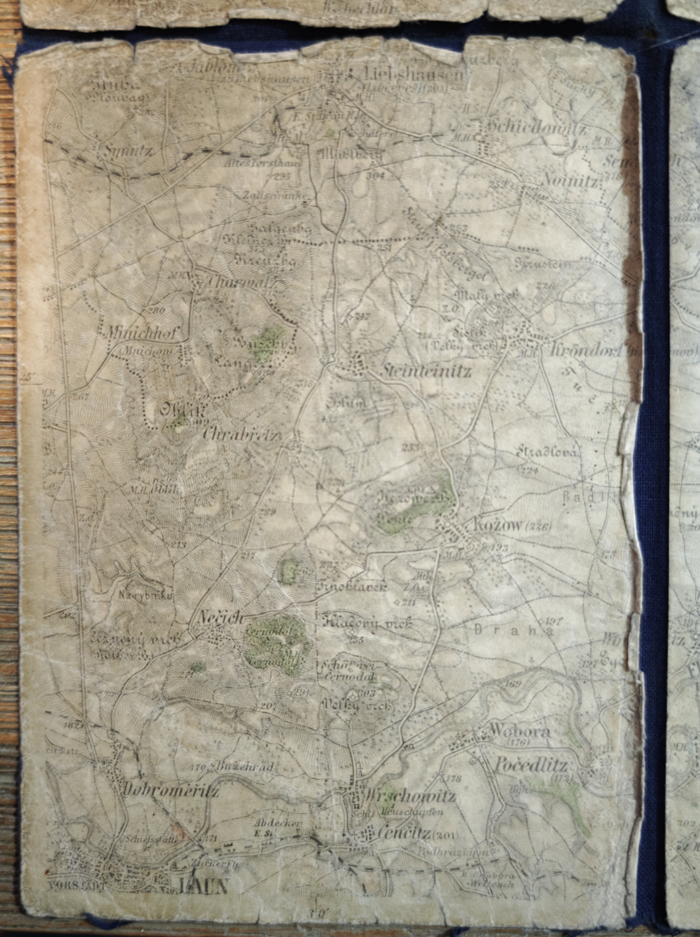Mapa severních Čech (bez označení), pravděpodobně před r. 1918