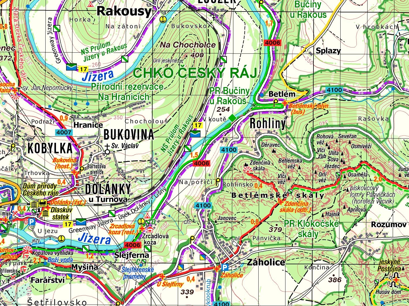 Český ráj. Turistická. Cykloturistická. Lyžařská mapa