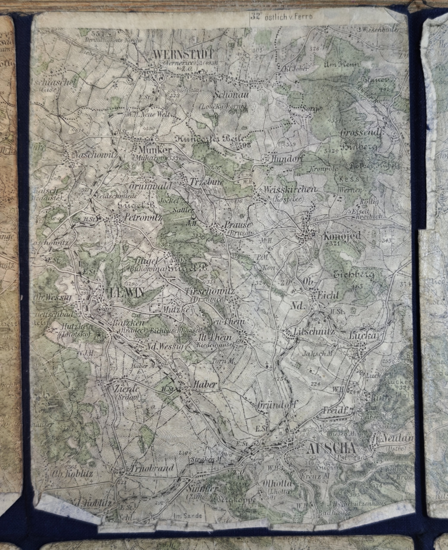 Mapa severních Čech (bez označení), pravděpodobně před r. 1918